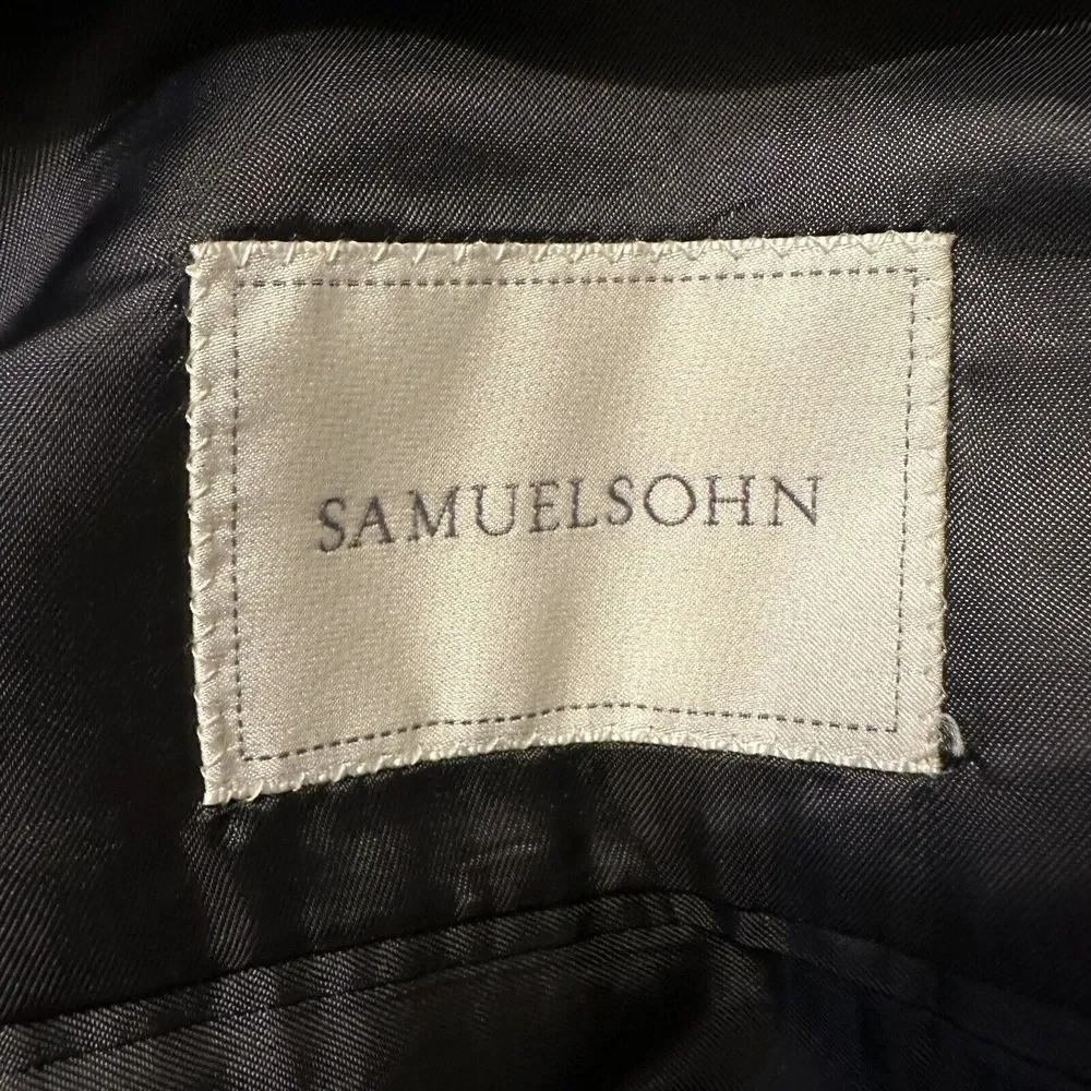 SAMUELSOHN‎ Mens SB Gable Blazer Gray Pinstripe Super 130's WOOL 46L